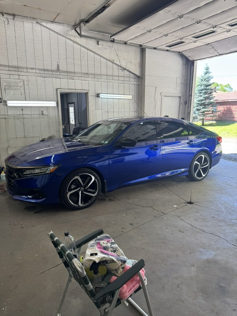 Glossy blue Honda Accord after ceramic coating
